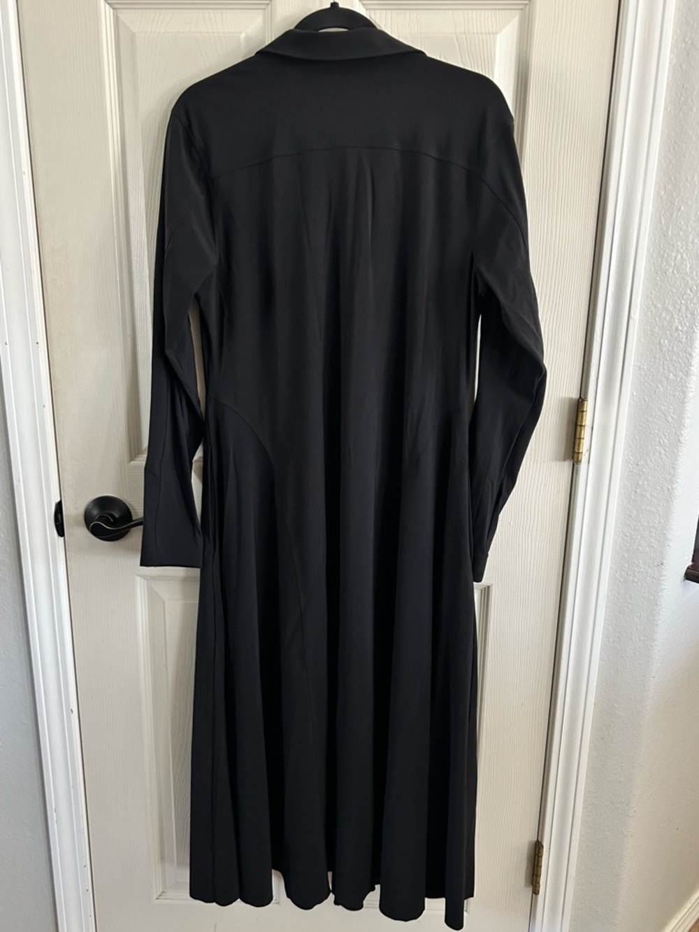 Athleta Cosmic Layer Dress Button Front Collared NWOT Black Nylon Athletic MIDI - Picture 9 of 16